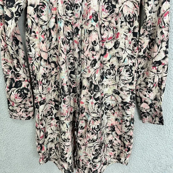 BCBgeneration Shift Dress Womens XXS Pink Floral Long Sleeve Boho Whimsigoth - Picture 4 of 10